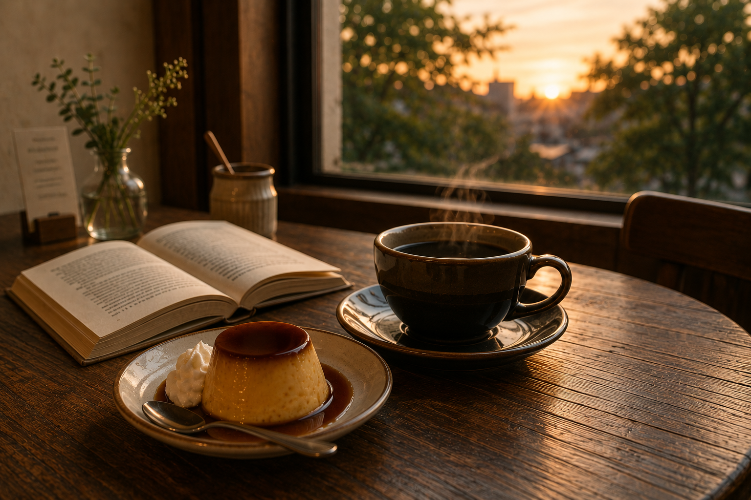 読書をしながらコーヒーを楽しむ様子